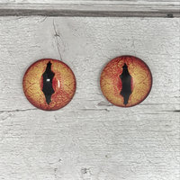 Orange glass eye cabochons in sizes 6mm to 20mm dragon eyes fish reptile lizard iris (381)