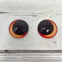 Orange glass eye cabochons in sizes 8mm to 20mm animal eyes dragon eyes large pupils fantasy (468)