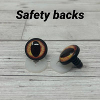 Pair of glass eye cabochons in sizes 6mm to 40mm dragon eyes cat fox iris (165)
