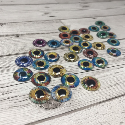 Glass eye cabochons in sizes 6mm to 40mm human iris dog cat animal eyes (413)