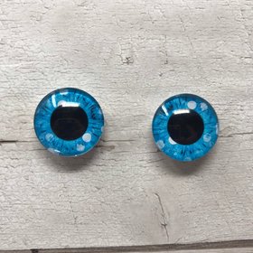 Pair of blue glass eye cabochons in sizes 6mm to 40mm dragon eyes cat fox eyes (188)