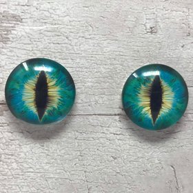 Green and blue glass eye cabochons in sizes 6mm to 40mm dragon eyes cat iris snake eyes lizard(035)