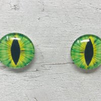Green Glass eye cabochons in sizes 6mm to 40mm dragon cat eyes monster iris lizard fantasy creature animal eyes (108)