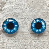 Blue with white glass eye cabochons in sizes 8mm to 40mm human eyes animal iris (136)