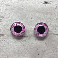 Pair of pink glass eye cabochons in sizes 6mm to 40mm dragon eyes cat fox eyes (187)