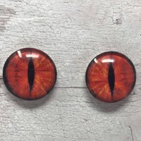 Dark Red glass eye cabochons in sizes 6mm to 40mm dragon eyes cat iris (017)