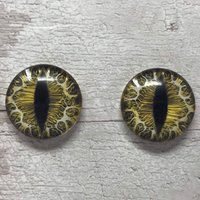 Dark yellow glass eye cabochons in sizes 6mm to 40mm dragon eyes cat iris (022)