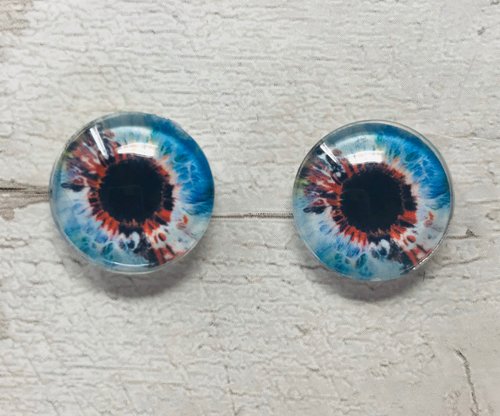 Blue and red Glass eye cabochons in sizes 6mm to 40mm human eyes monster zombie iris fantasy creature animal eyes (080)