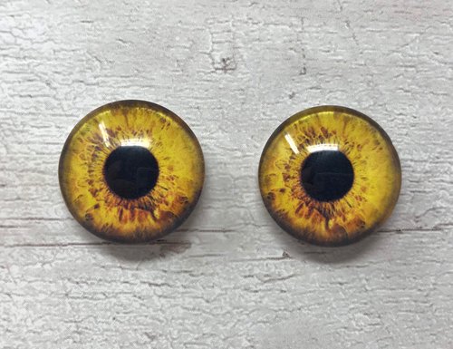 Pair of realistic glass eye cabochons in sizes 6mm to 20mm dragon eyes cat iris (322)