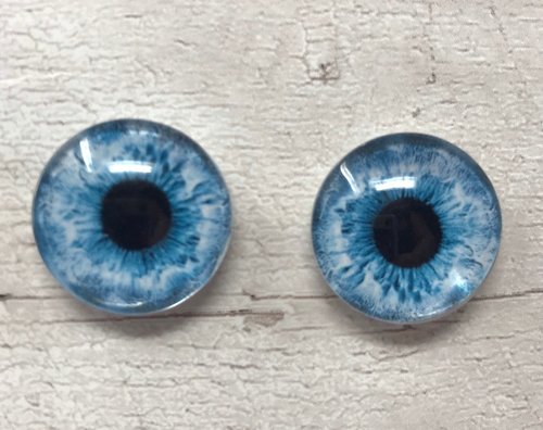 Pair of blue glass eye cabochons in sizes 6mm to 20mm dragon eyes cat iris (319)