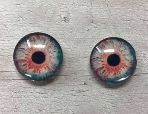 Pair of glass eye cabochons in sizes 6mm to 20mm realistic dragon eyes cat iris (325)