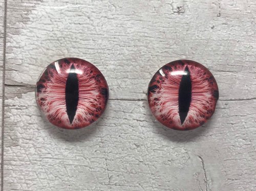Red glass eye cabochons in sizes 6mm to 40mm dragon eyes cat iris (014)