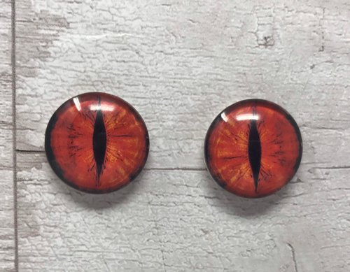 Dark Red glass eye cabochons in sizes 6mm to 40mm dragon eyes cat iris (017)