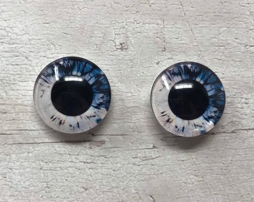 Pair of glass eye cabochons in sizes 6mm to 40mm dragon eyes cat fox iris (184)