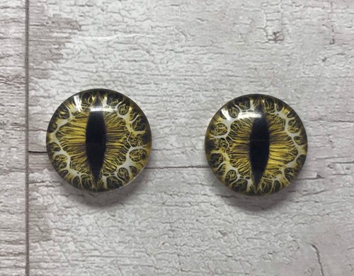 Dark yellow glass eye cabochons in sizes 6mm to 40mm dragon eyes cat iris (022)