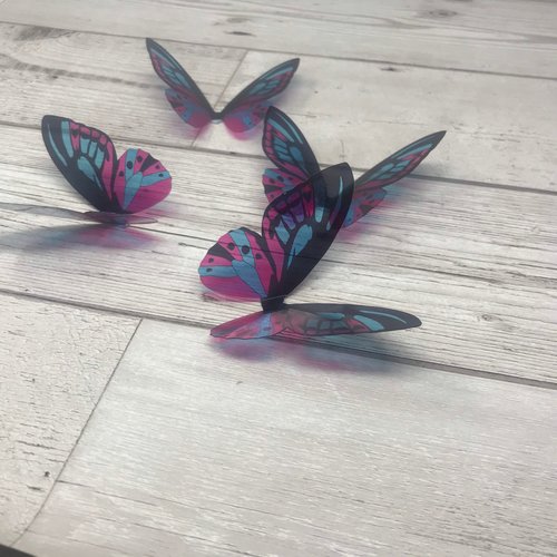 Butterfly wings - pink blue and black acetate butterfly wings