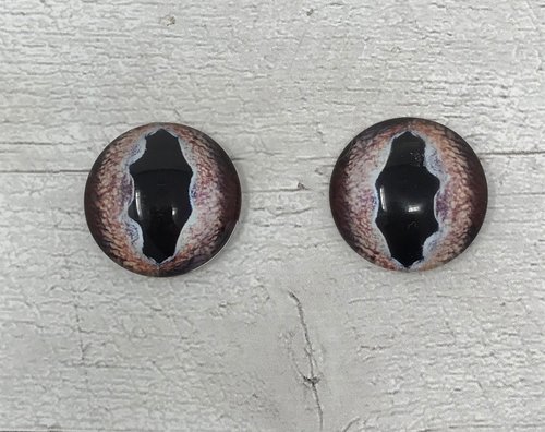 Brown glass eye cabochons in sizes 6mm to 20mm dragon eyes fish reptile iris (376)
