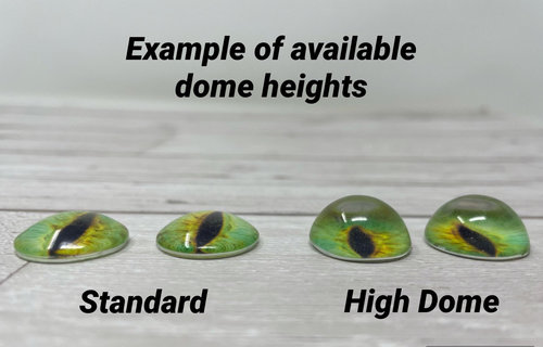 Glass eye cabochons in sizes 6mm to 20mm dragon eyes fish reptile lizard iris (401)