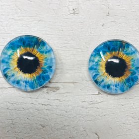 Pair of Blue Glass eye cabochons in sizes 6mm to 40mm human eyes monster iris fairy fantasy creature animal eyes (090)