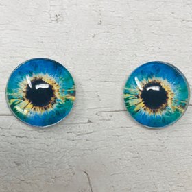 Blue, green and yellow Glass eye cabochons in sizes 6mm to 40mm human eyes monster iris fairy fantasy creature animal eyes (074)
