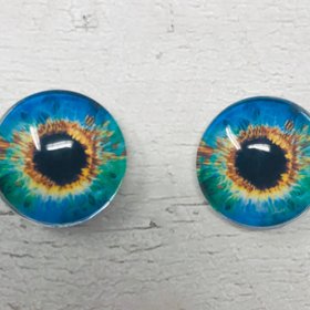 Blue, green and orange Glass eye cabochons in sizes 6mm to 40mm human eyes monster iris fairy fantasy creature animal eyes (075)
