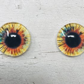 Yellow and brown Glass eye cabochons in sizes 6mm to 40mm human eyes monster iris fairy fantasy creature animal eyes (097)