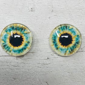 Yellow and green Glass eye cabochons in sizes 6mm to 40mm human eyes monster iris fairy fantasy creature animal eyes (091)