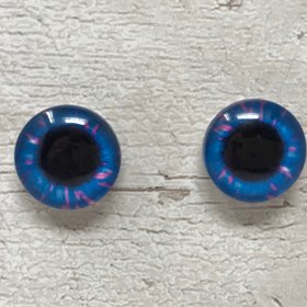 Blue with pink flecks glass eye cabochon in sizes 8mm to 40mm animal eyes human iris (140)