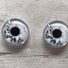 Black and white glass eye cabochons in sizes 6mm to 20mm dragon eyes cat iris (368)