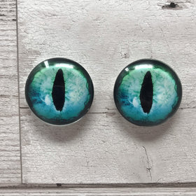 Green and blue  glass eye cabochons in sizes 6mm to 40mm dragon eyes cat iris (cc1)
