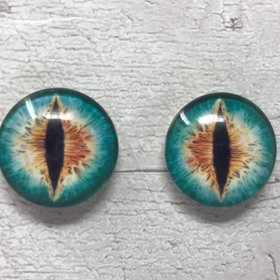 Green and orange glass eye cabochons in sizes 6mm to 40mm dragon eyes cat iris (020)