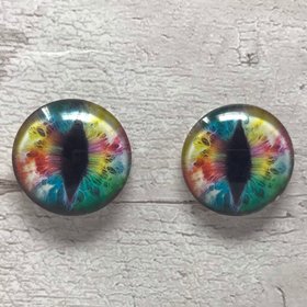 Rainbow glass eye cabochons in sizes 6mm to 40mm dragon eyes cat fox iris (042)