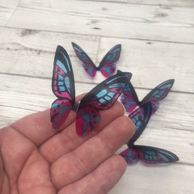 Butterfly wings - pink blue and black acetate butterfly wings