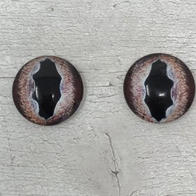 Brown glass eye cabochons in sizes 6mm to 20mm dragon eyes fish reptile iris (376)
