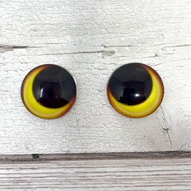 Yellow glass eye cabochons in sizes 8mm to 20mm animal eyes dragon eyes large pupils fantasy (467)